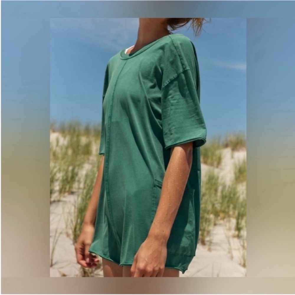 NWOT Free People FP Movement Hot Shot Tee Romper - heritage green - Large - Picture 5 of 9